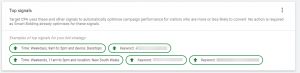 Top signals report in Google Ads bid strategy