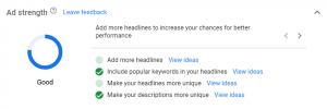 Ad Strength indicator in Google Ads