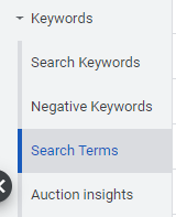 Google Ads Search Terms report