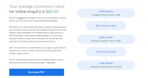 Calculating conversion values for Google Ads