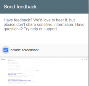 Google's search results feedback form