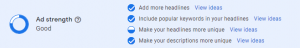 Google Ads RSAs Ad Strength Indicator